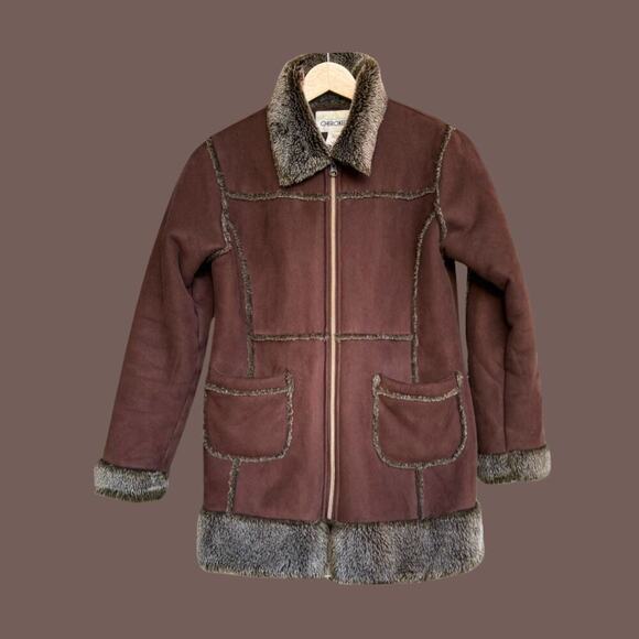Cherokee Faux Shearling Coat | Brown | Size L | Vintage - Picture 1 of 5
